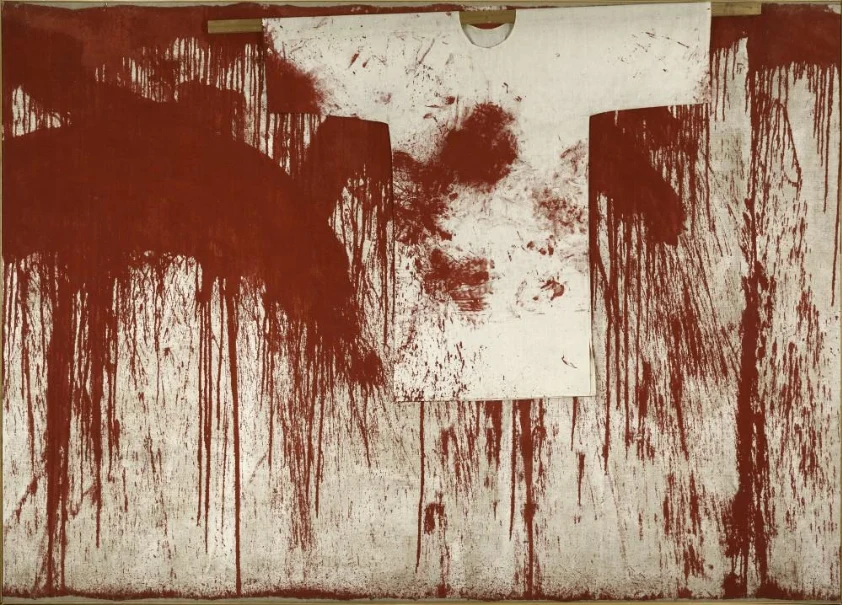 Hermann Nitsch, opera dalla mostra «Il colore del rito», Biasutti & Biasutti, Torino. Diritti dell'immagine riservati.