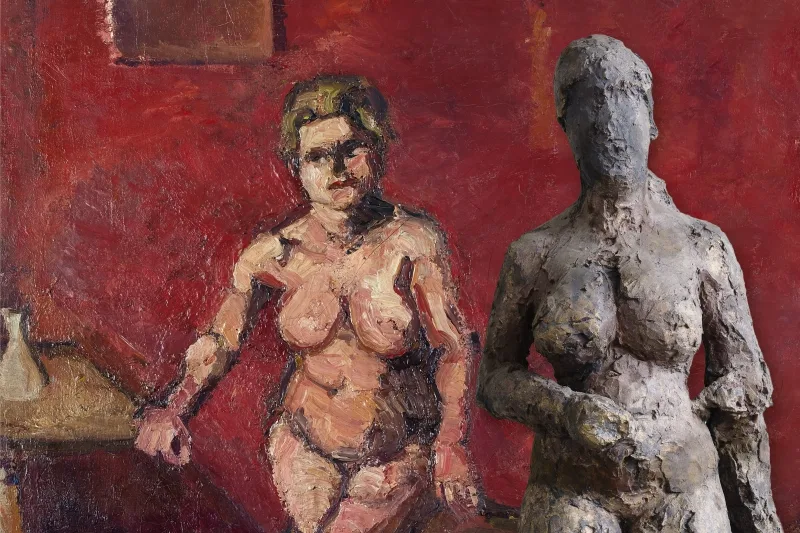 Herbert Boeckl, «Akt vor gelber Kiste» (dettaglio), 1925, e Hans Josephsohn, opera senza titolo, 1969. Leopold Museum, Vienna. Diritti dell'immagine riservati.